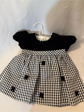 Black Velvet Bodice with Black & White Gingham Skirt Girls' Formal Dress